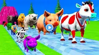 Gorilla elephant cow monkey lion paint animal crossing fountain Animal cartoon