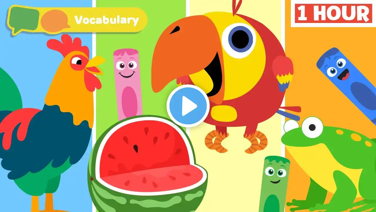 Toddler learning video | Learning first words with Larry Surprise Eggs | Vocabulary & New words