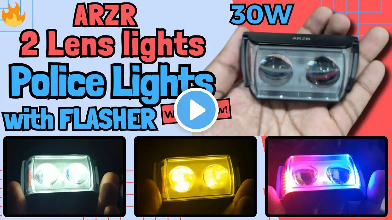 ARZR Dual Lens Fog Lamps | Police Lights | Fog Lamp with Flashers | ARZR Fog Lights | LumiTrailStore