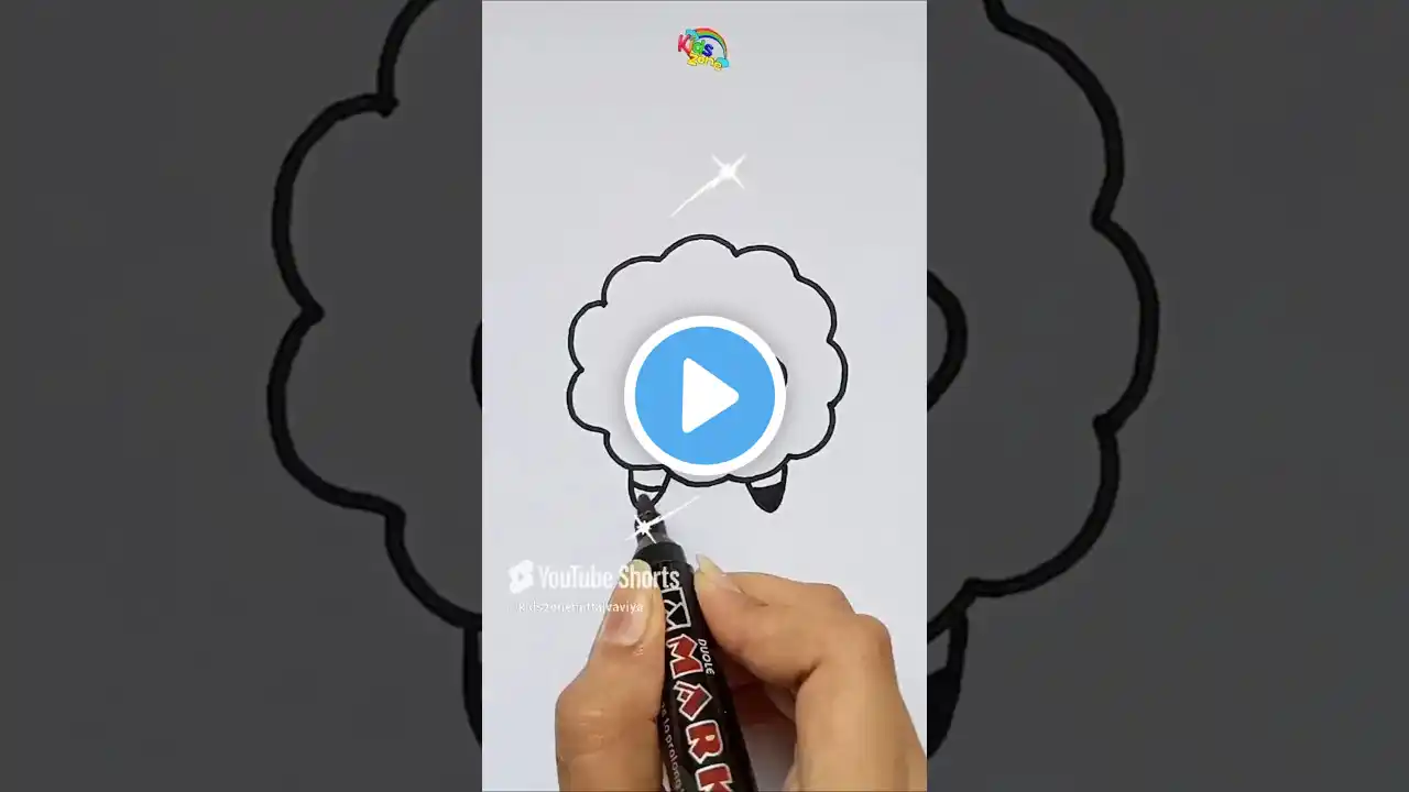 cute easy 🐑 sheep drawing coloring painting #short #drawing #howtodraw #art #kids #kidsvideo