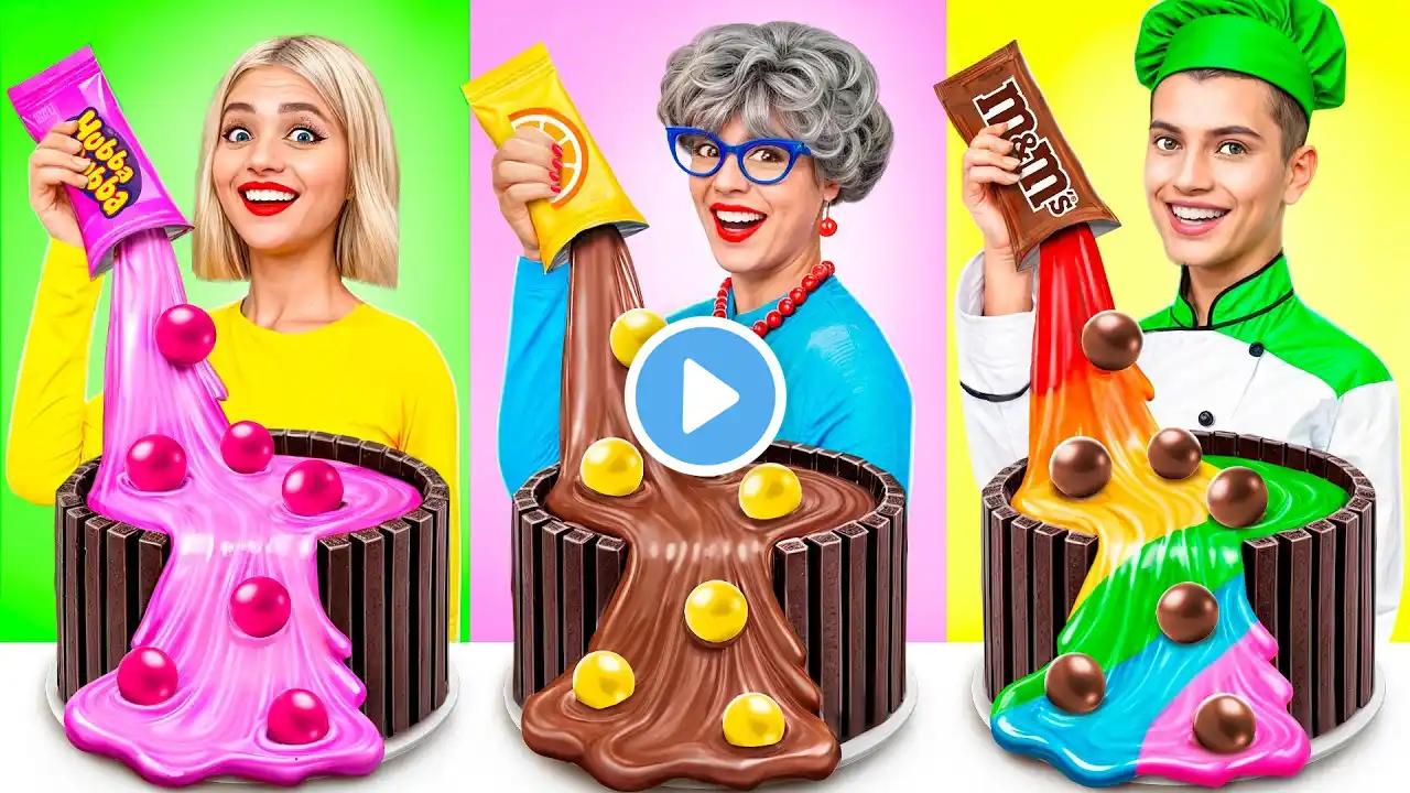 Me Vs Grandma Vs Chef Cooking Challenge! Cake Decorating Pranks by YUMMY JELLY