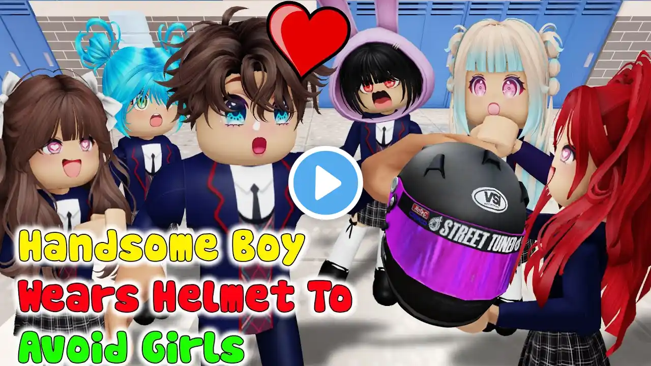 💖 School love 👉 HANDSOME Boy Wears Helmet WON'T Show FACE in School Ep 1 - Roblox Story