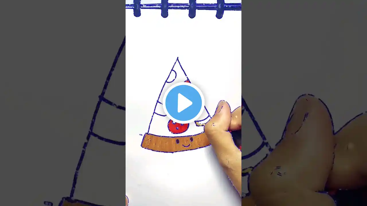 How to draw a cute pizza slice 🍕 | pizza drawing and coloring#coloringpages #painting #drawing #art