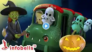 Wheels On The Bus Halloween Song | Telugu Rhymes for Children | Infobells #bussong #telugurhymes