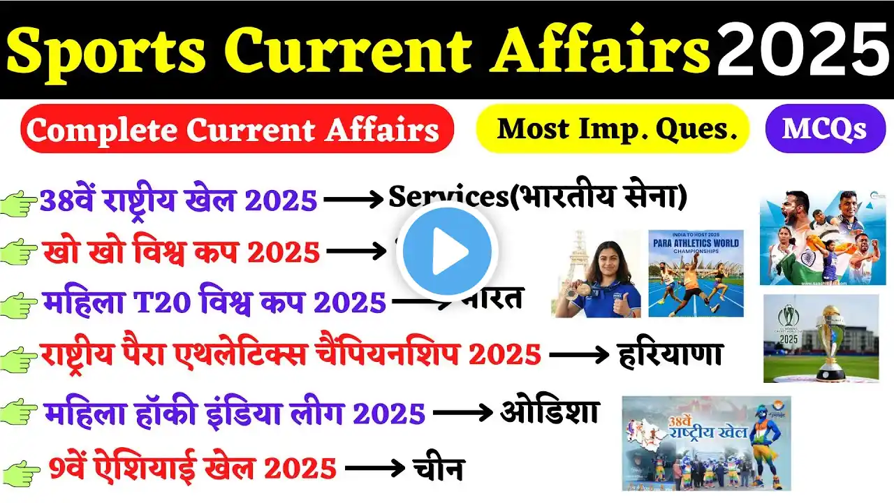 स्पोर्ट्स करेंट अफेयर्स 2025 | Sports Current Affairs 2025 | Sports GK Current Affairs 2025