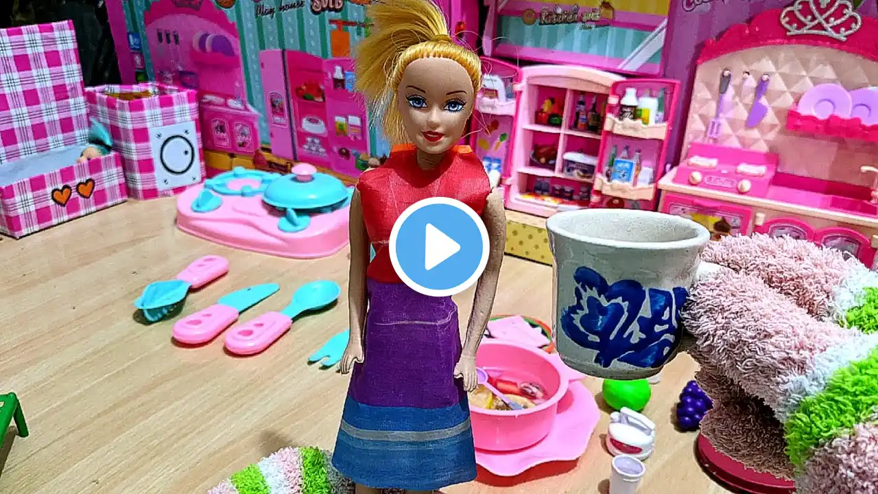 Barbie Dream House🏡 Brand New Let's make Soup for baby Barbie doll