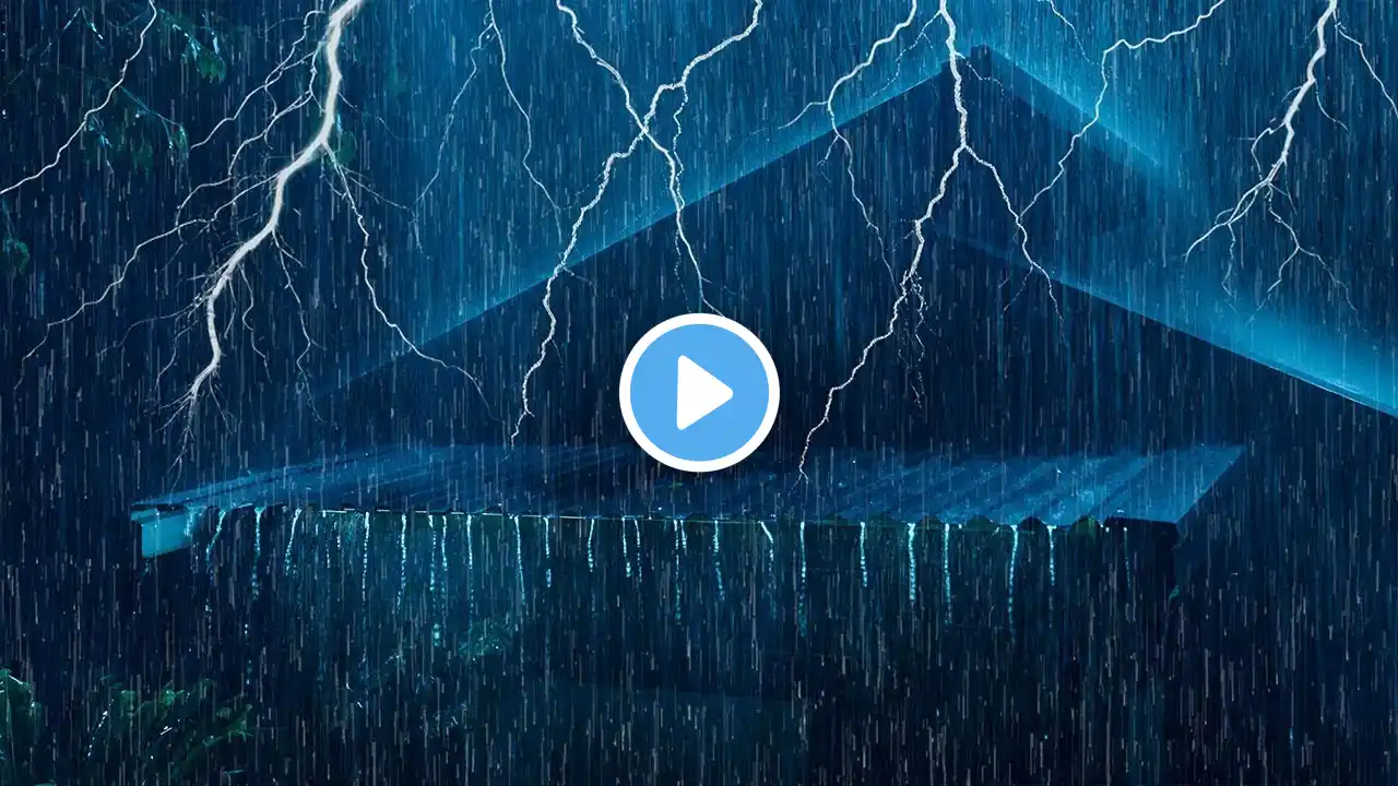 HEAVY RAIN on Tin Roof to Sleep | Sleep Fast and Sleep Deep with Strong Rain on Roof at Night