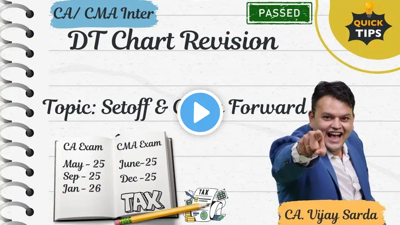 DT Revision| Setoff & Carry Forward| CA & CMA Inter May 25/ June 25 / Sep 25 | CA Vijay Sarda