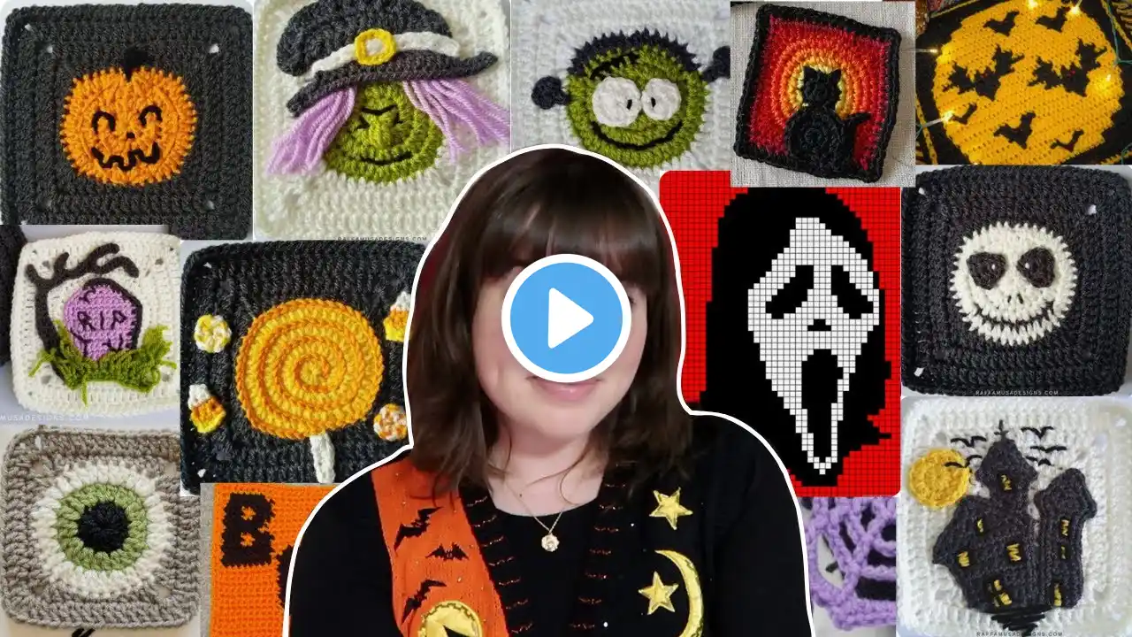 50 easy HALLOWEEN GRANNY SQUARES crochet ideas with patterns (beginner friendly)