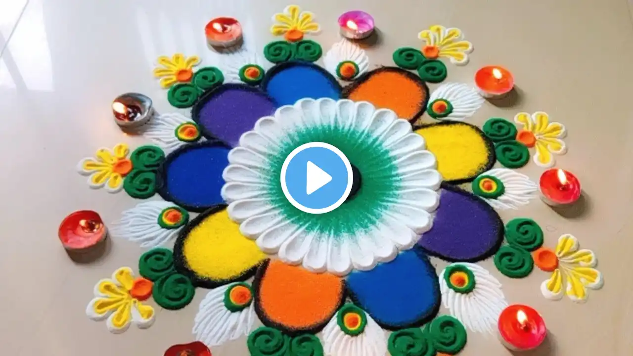 Simple Flower Rangoli Easy Designs Rangoli Festival Rangoli Use  Bangle #rangoli #art #rangolidesign