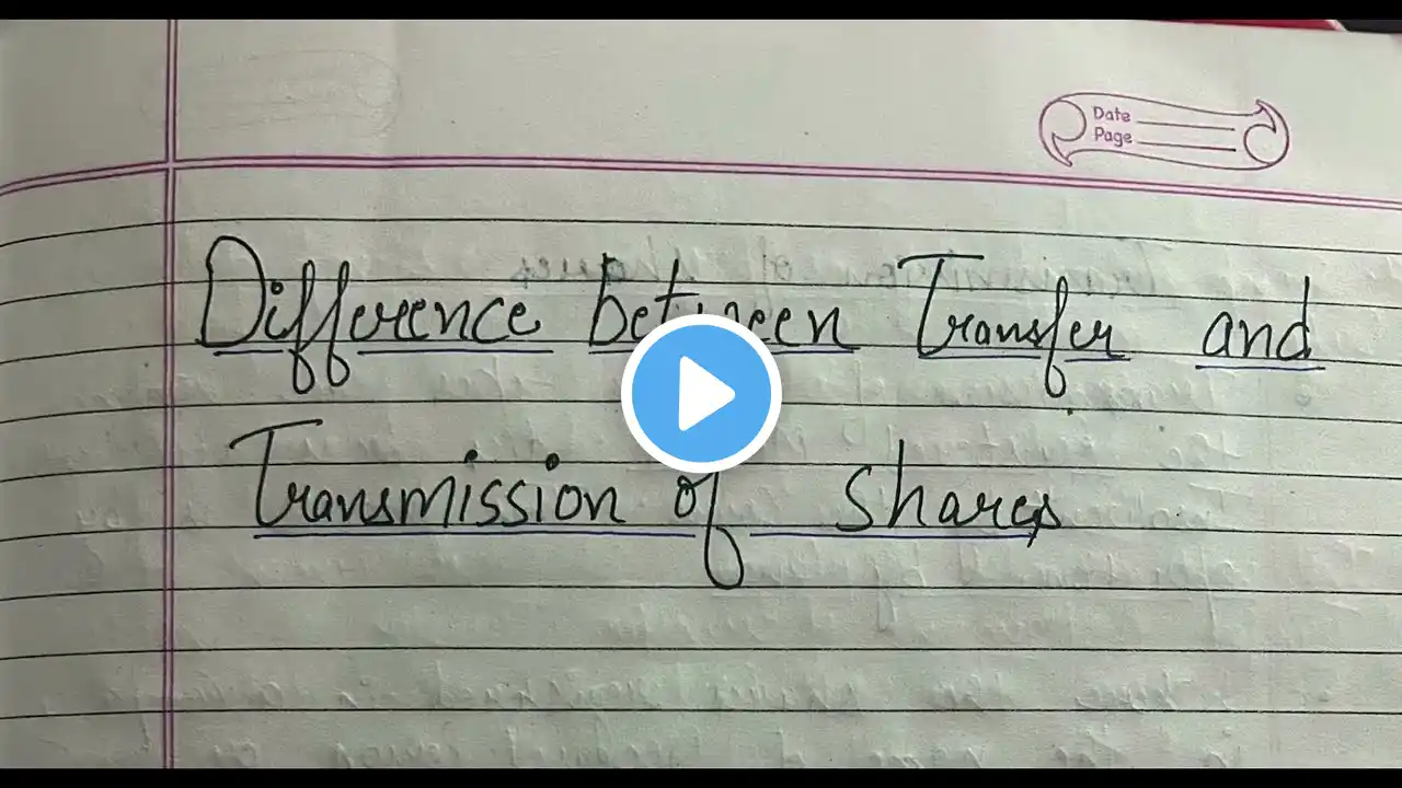 Difference between Transfer and Transmission of shares, Company Law#notes #exam