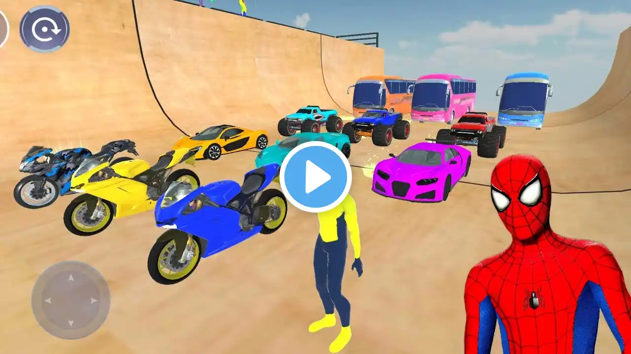 GTA V Superheroes Crazy Race challenge with Super Cars GTA 5 Spiderman Car Stunt Race part 52 #gta