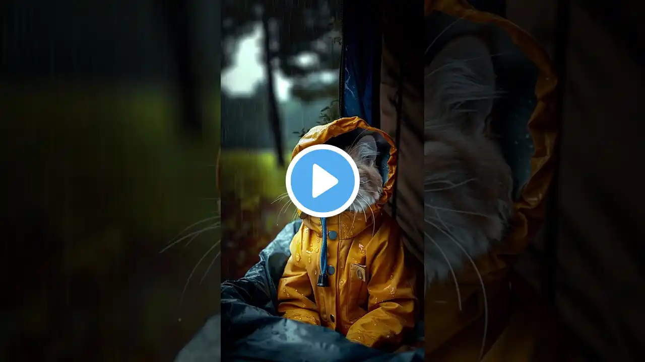 Rain Sounds for Deep Sleep: Heavy Rain & Thunder with a Cat #rain #rainsounds #catshorts #cat