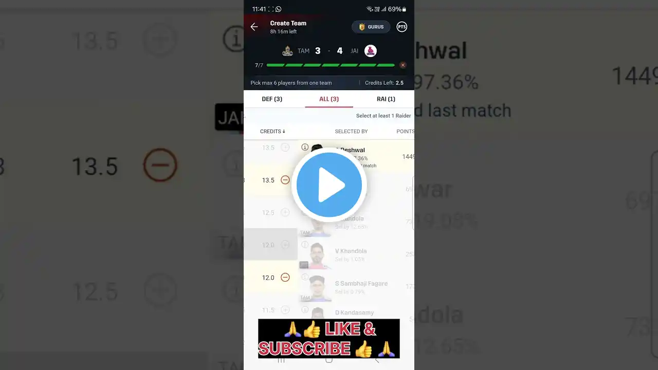 TAM VS JAI Dream11 Prediction TAM VS JAI Dream11 Team Tamil Thalaivas VS Jaipur Pink Panthers PKL