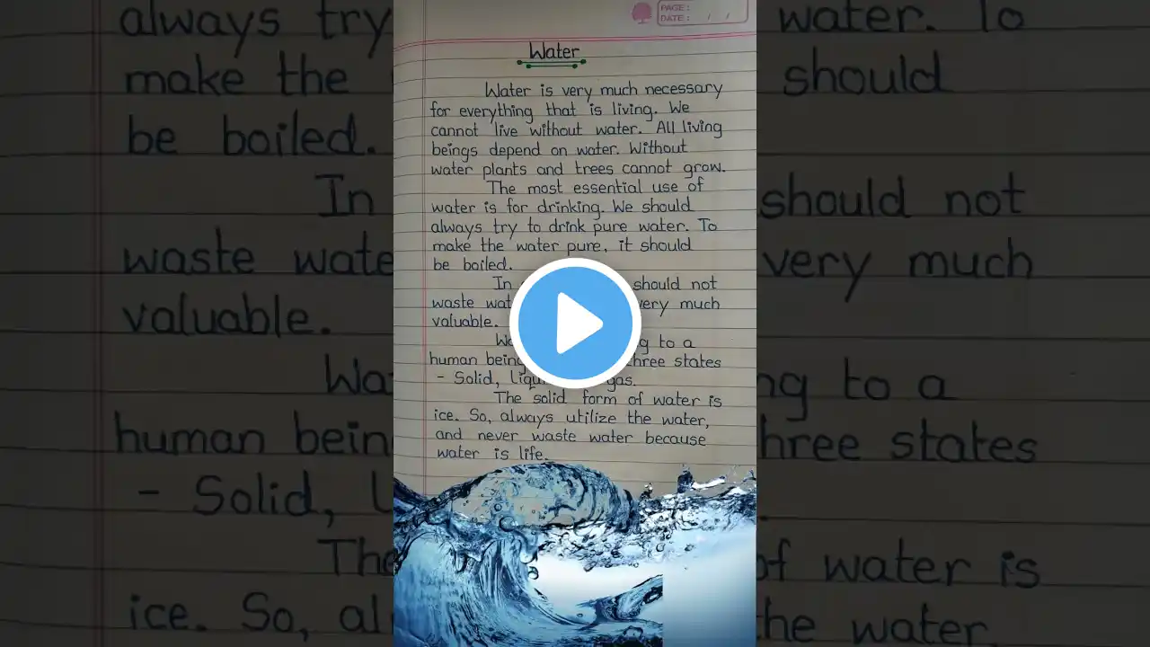 #wateressay #akkaclass #english #trendingvideo #youtubevideo #learning #handwriting #education