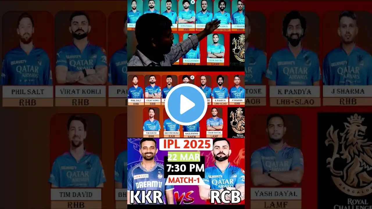 RCB vs KKR - STRONGEST PLAYING 11 HEAD TO HEAD COMPARISON | #rcbplayers #ipl2025 #rcb#rcbplaying11