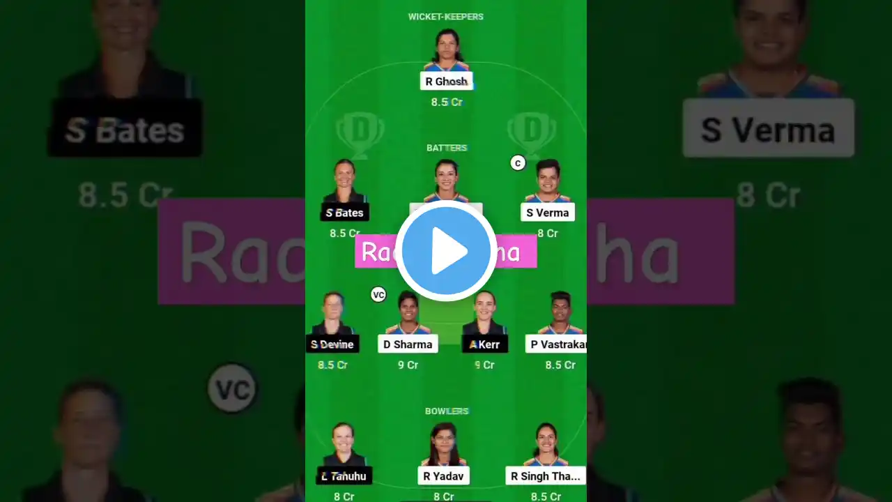 INDW VS NZW Dream11 winning team today #dream11 #cricket #viralreel