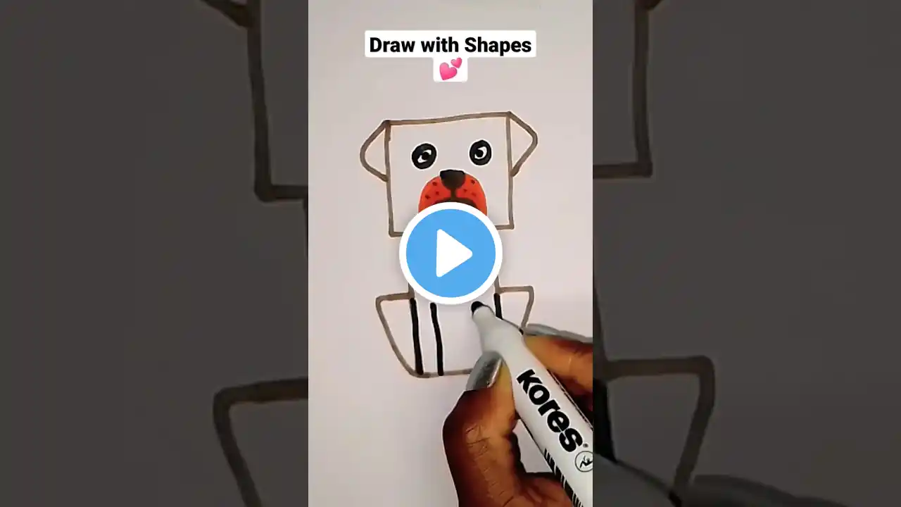 Cute dog Drawing for kids and toddlers| Drawing a dog with basic shapes #shorts #drawing #coloring