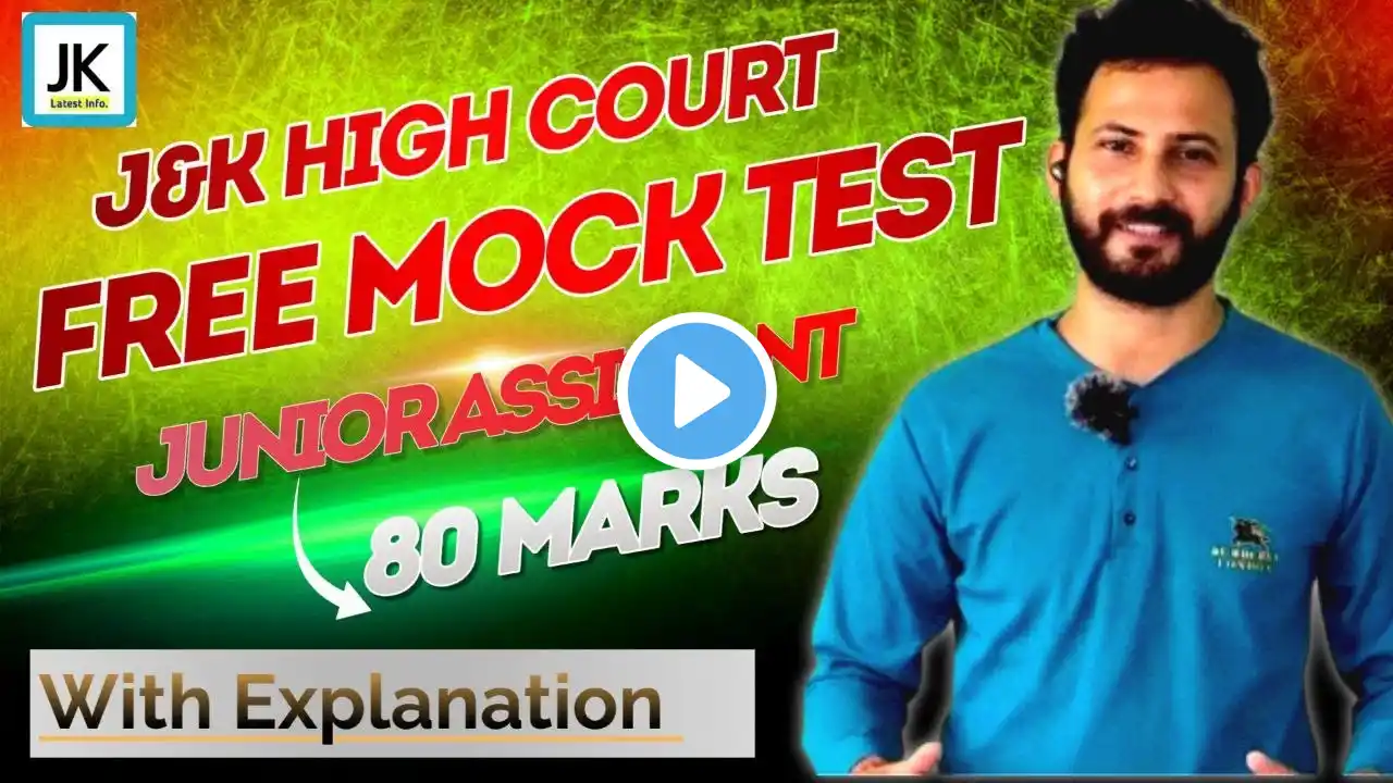 J&K High Court Full Mock Test Free | 80 Marks | English,GK,Computer,Court Terminology | Jr Assistant