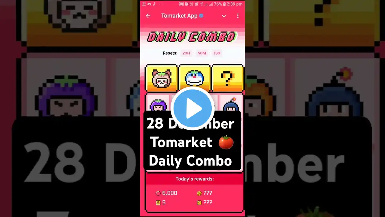 Tomarket 🍅 Daily Combo 28 December | Tomato 🍅 correct combo 100% works | Tomarket Combo |