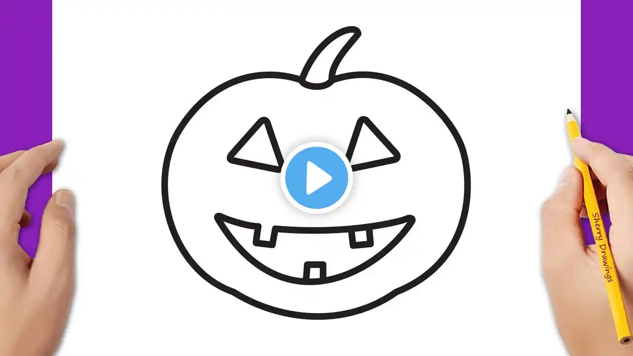 How to draw a Halloween pumpkin