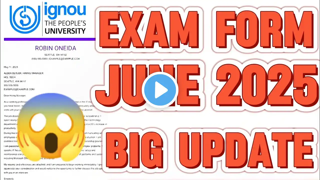 IGNOU "EXAM FORM' JUNE 2025 BIG UPDATE!! 😱 IGNOU Exam Form Kaise Bhare