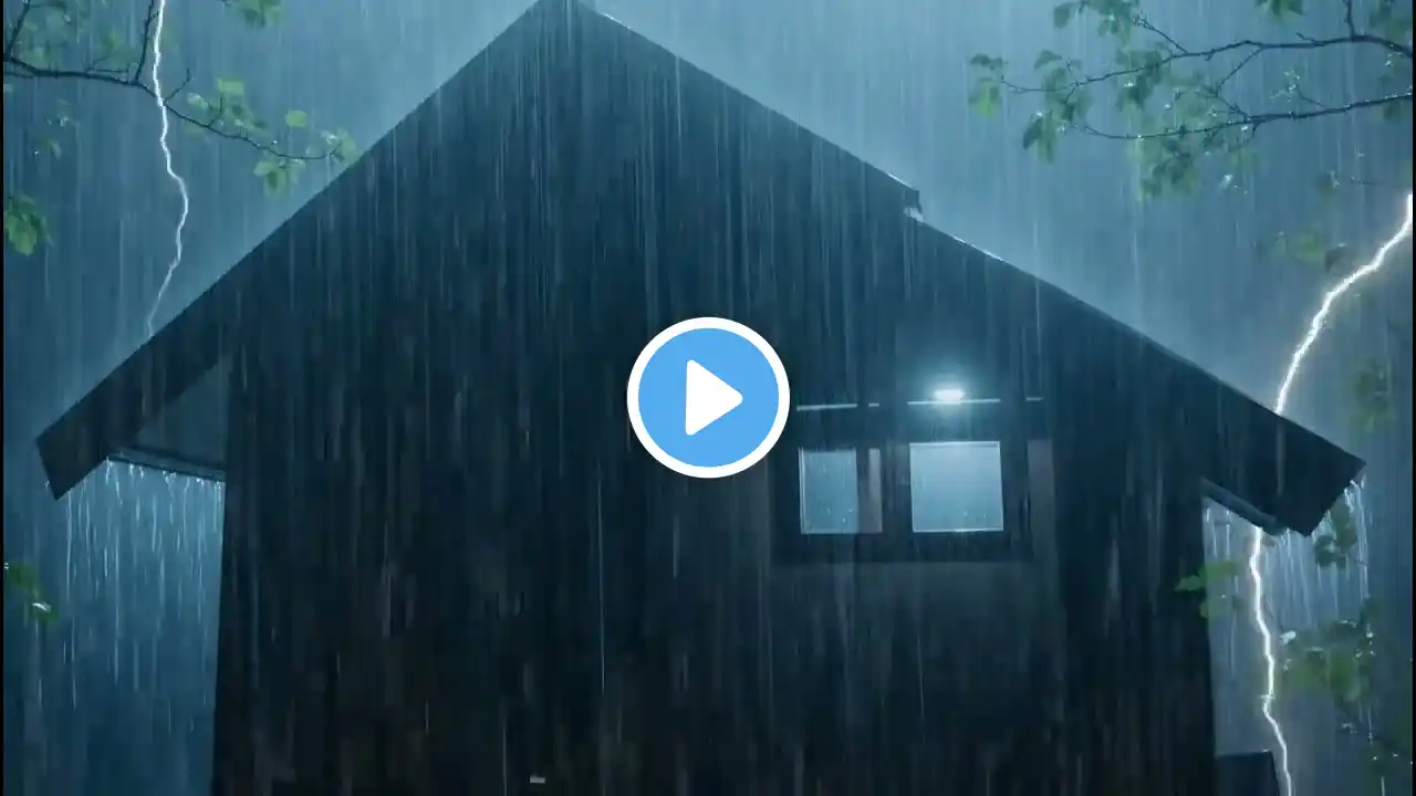 Control Insomnia with Heavy Rain & Majestic Thunder Reigns on a Tin Roof in Deserted Forest at Night