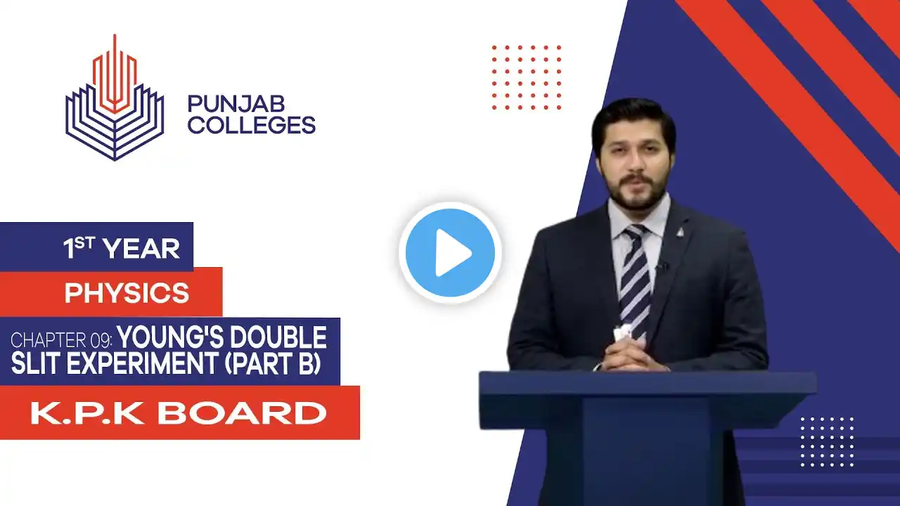 PGC lectures-Inter Part 1-KPK Board-Physics-Chapter 9-Young's Double slit experiment (Part B)