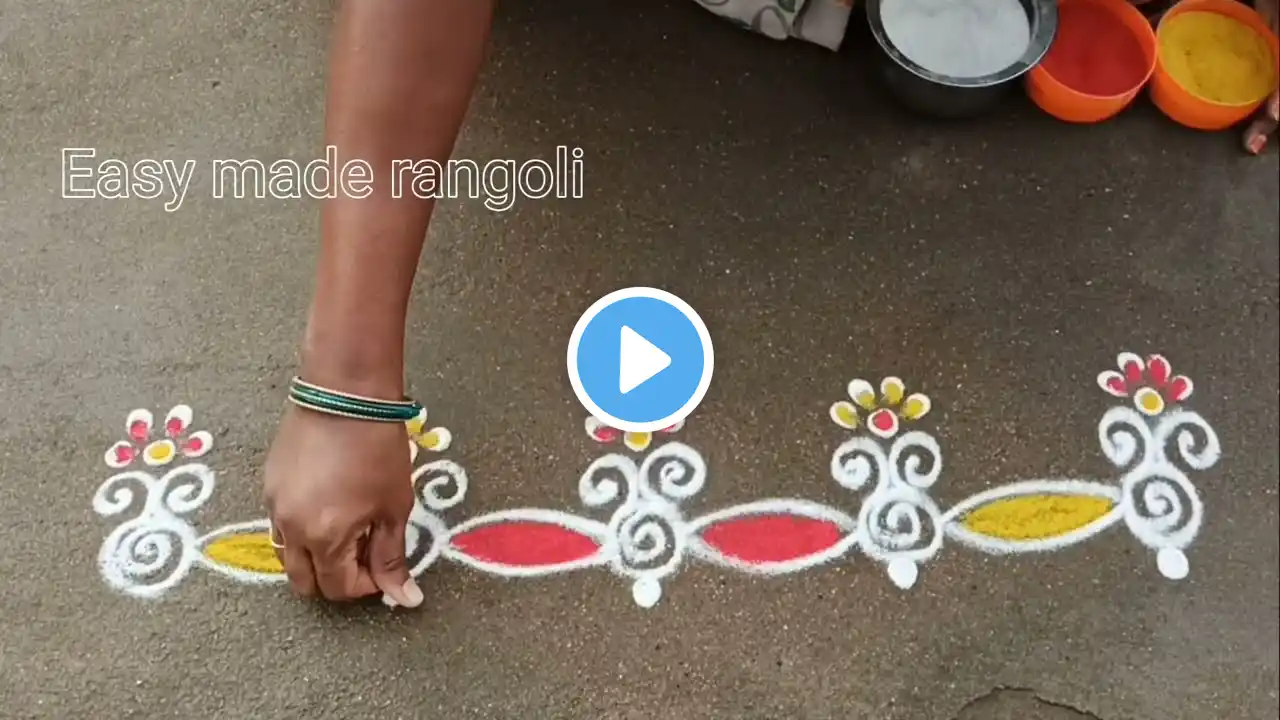 2 Easy daily border rangoli designs/sideborder muggulu/kolams#new#beautiful@easymaderangolicreations