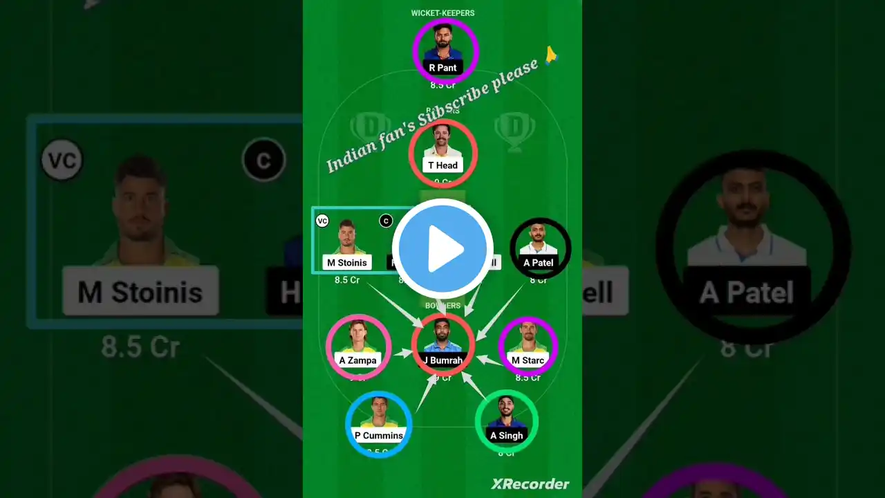 IND vs AUS dream11 prediction/ Ind vs aus dream11 Team #dream11 #t20worldcup #shorts